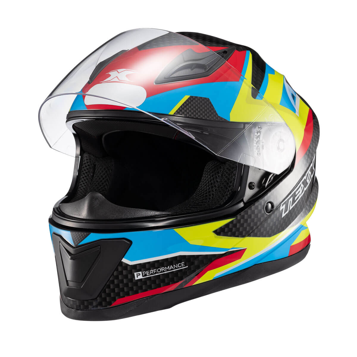 CAPACETE TEXX FECHADO HAWK RIDE AZUL VERDE VERMELHO PRETO