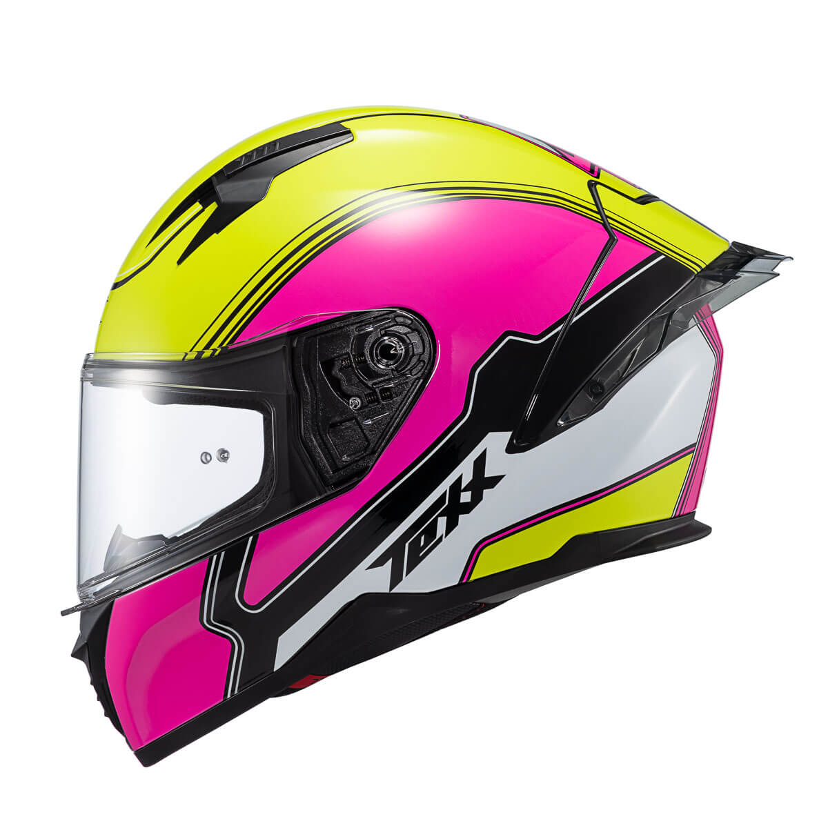 CAPACETE TEXX RAPTOR HORNET VERDE, ROSA E BRANCO.